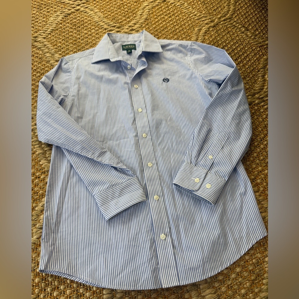 Ralph Lauren Blue and White Striped Boy’s Dress Shirt